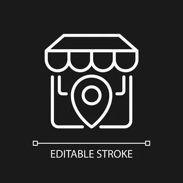 Store location pixel perfect white linear icon for dark theme Stock Illustration