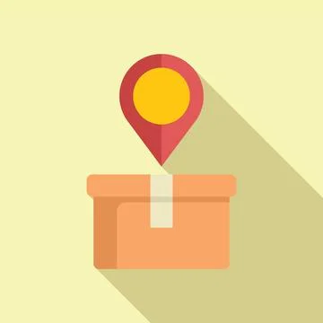 Store locator parcel icon flat vector. Target badge Stock Illustration