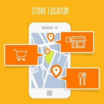 Store locator tracker app and mobile gps navigation Stock Illustration