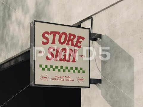 Store Logo Wall Signage Mockup PSD Template