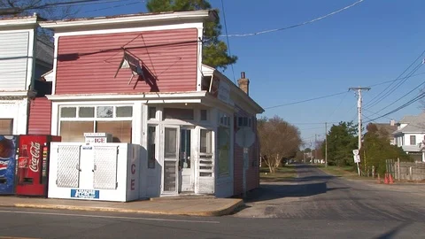 Store on Main street in Wachapreague Accomack county, Virginia, USA Stock Footage 101355341