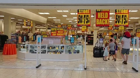 Store at Mall Closing - Going out of Business Stock Footage 92505503