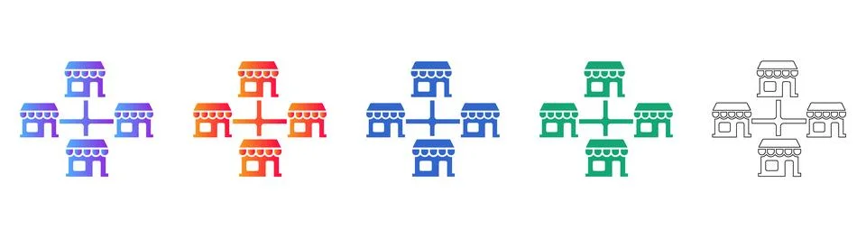Store Network Icon Set for Retail Connectivity イラスト素材