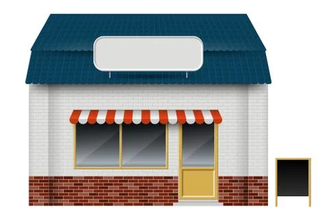 Store or cafe front view on white background vector illustration Stock Illustration