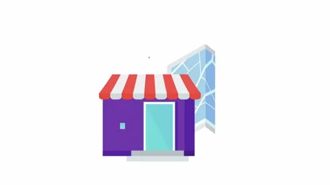 Store with pin and map animation. Icon on white background with alpha channel. Stock Footage 128097152