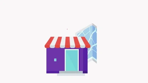 Store with pin and map flat animation. Stock Footage 128097173