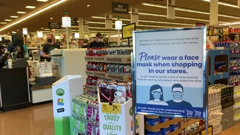 Store Practice Safety Measures Amid Coronavirus Pandemic 스톡 동영상 134902993