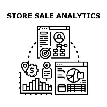 Store sale analytics dashboard evaluating marketing strategy Stock Illustration