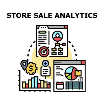 Store sale analytics dashboard evaluating marketing strategy Stock Illustration