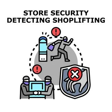 Store security detecting shoplifting and retail theft prevention Stock Illustration