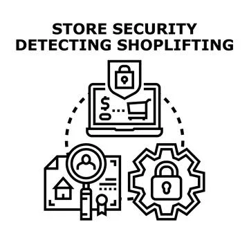 Store security detecting shoplifting concept illustration Stock Illustration