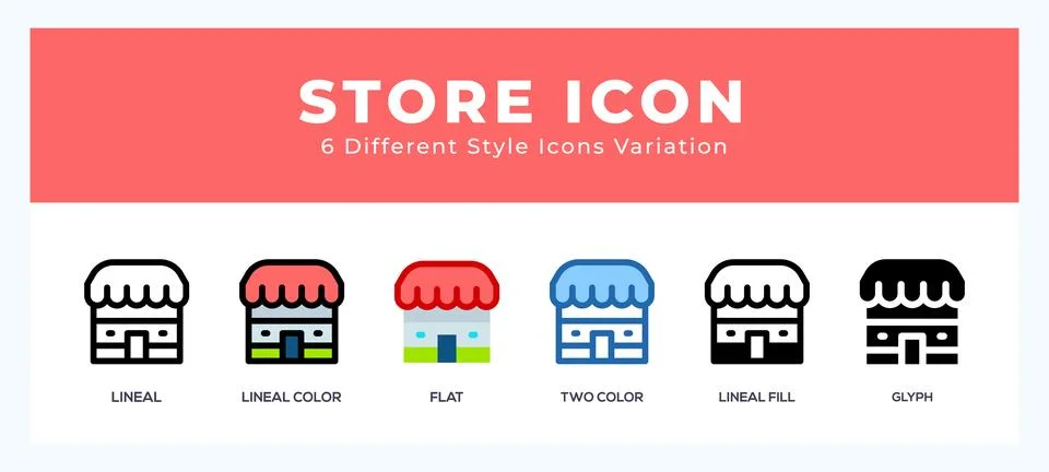 Store set of vector icon. For web. and mobile app Stock Illustration