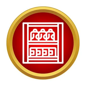 Store shelf with products flat vector icon Stock Illustration