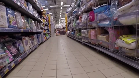 Store shelves with the bed Stock Footage 81099479