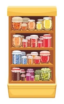 Store shelves with jam Stock Illustration