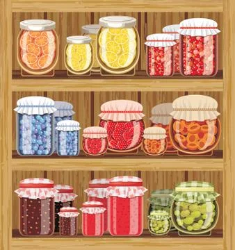 Store shelves with jam Stock Illustration
