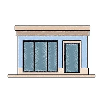 Store shop building scribble Stock Illustration