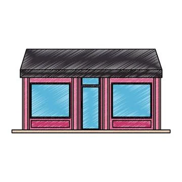 Store shop building scribble Stock Illustration