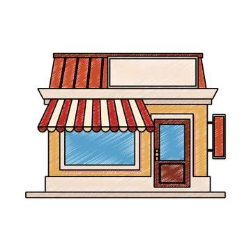 Store shop building scribble Stock Illustration