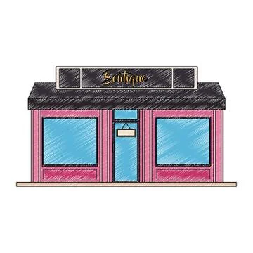 Store shop building scribble Stock Illustration