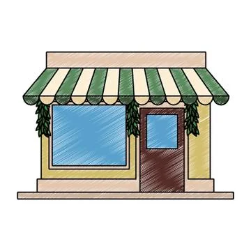 Store shop building scribble Ilustración de archivo