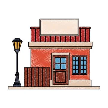 Store shop building scribble Stock Illustration