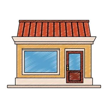 Store shop building scribble Stock Illustration