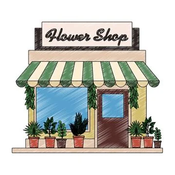 Store shop building scribble Stock Illustration
