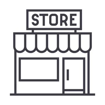 Store sign vector line icon, sign, illustration on background, editable strokes 스톡 일러스트