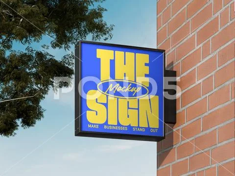 Store Signage Mockup on a Brick Wall PSD-Vorlage