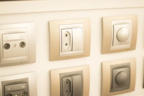 Store socket switch display Stock Photos