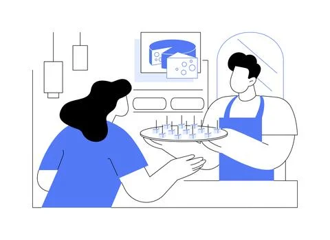 In-store tasting isolated cartoon vector illustrations. Ilustración de archivo