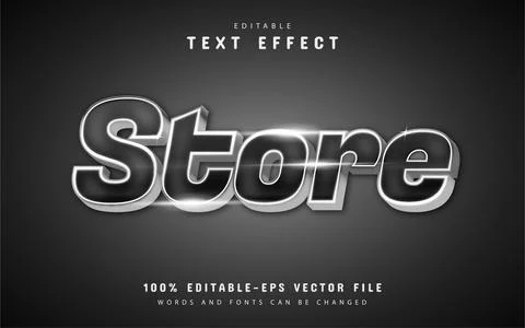 Store text effect with silver color Stock Illustration