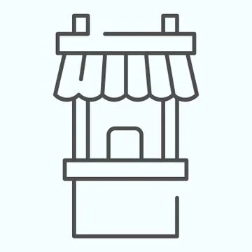 Store thin line icon. Commerce illustration isolated on white. Shop building Ilustración de archivo