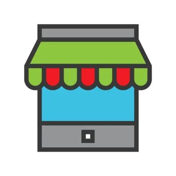 Store vector, Online shopping filled style icon editable outline Stock Illustration
