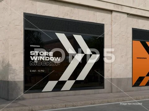 Store Window Advertising Mockup - Decal Display PSD Template