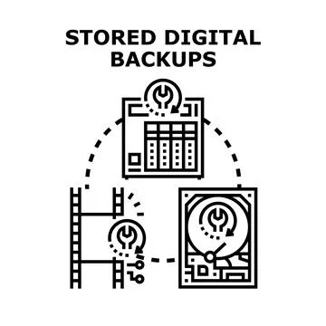 Stored digital backups data management systems Stock Illustration