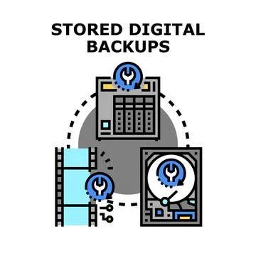 Stored digital backups data management systems Stock Illustration