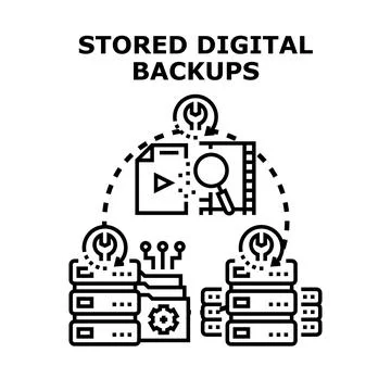 Stored digital backups recovering data concept vector Stock Illustration