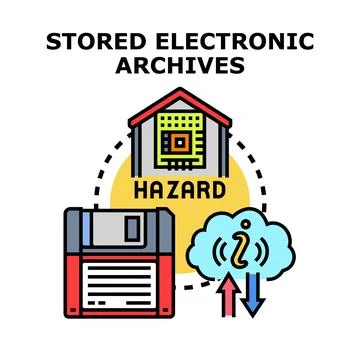 Stored electronic archives data management concept Stock Illustration
