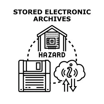 Stored electronic archives data management concept Stock Illustration