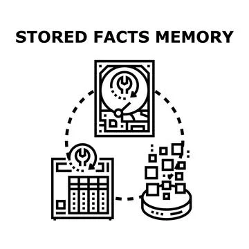 Stored facts memory and digital data processing concept Illustrazione stock