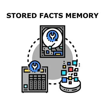 Stored facts memory and digital data processing concept Illustrazione stock