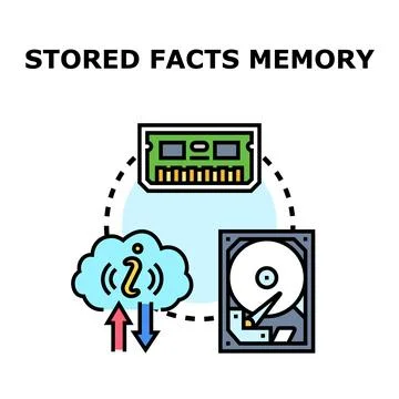 Stored facts memory vector storing information concept Stock Illustration