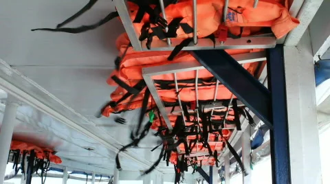 Stored Life Jackets Stock-Footage 664292