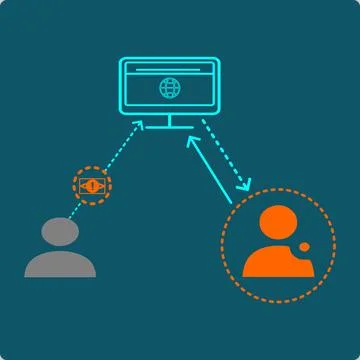 Stored XSS -Malicious Script Persisted In A Website Database Infects Visitors Illustrazione stock