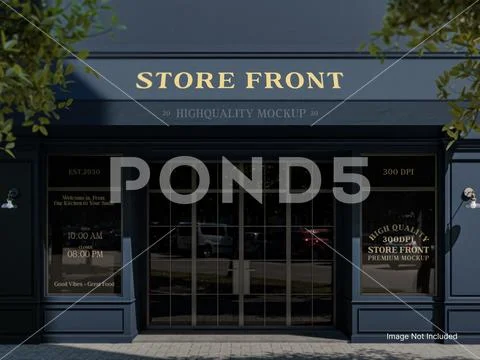 Storefont Mockup with Awning, Window, and Realistic Environment Plantilla PSD