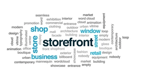 Storefront animated word cloud. Kinetic ... | Stock Video | Pond5