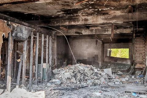Storefront Arson Remains Stock Photos