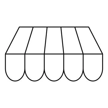 Storefront Awning Square Format Outline Vector Stock Illustration